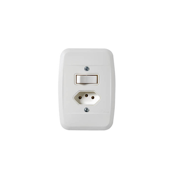 Square Terminal ホワイト Interruptor Paralelo 1 T.P + Tomada 20A Embutir Branca 44117 - Pezzi