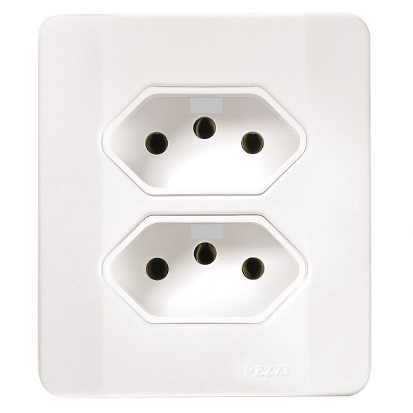 Tomada Dupla 2P+T c/Caixa Sobrepor Branca 20A 60515 - Pezzi